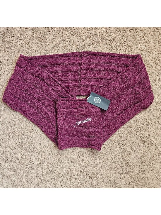 Mercedes-Benz Accessories - NWT Mercedes-Benz Cable Knit Scarf Pink 62" Wrap Embroidered Logo Authentic